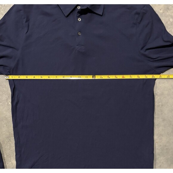 Suitsupply Polo Long Sleeve Shirt Cotton Blend Navy Blue Mens Large Slim Stretch - Picture 3 of 6
